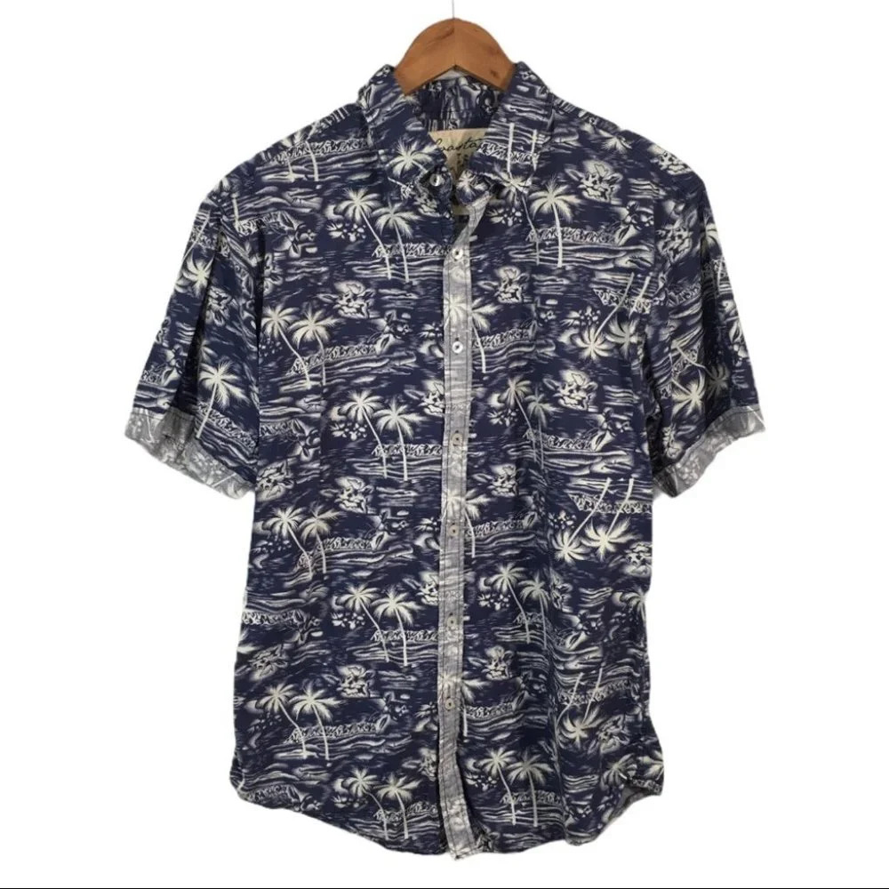 BF422 Coastal Hawaiian Palm Tree Beach Shirt L